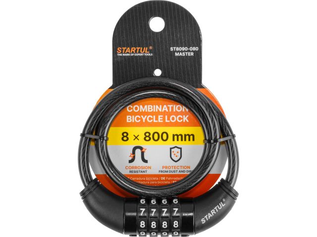 Combination bicycle code lock 8*800mm STARTUL MASTER