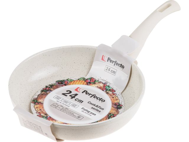 Frying pan 24х5.5 cm, aluminum, non-stick coating, Cook&amp;Fun series, beige, PERFECTO LINEA