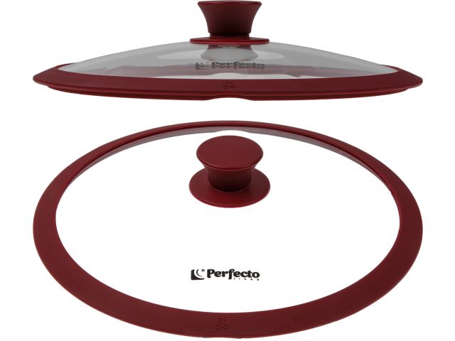 Glass lid with silicone rim, round, 260 mm, BURGUNDY, PERFECTO LINEA