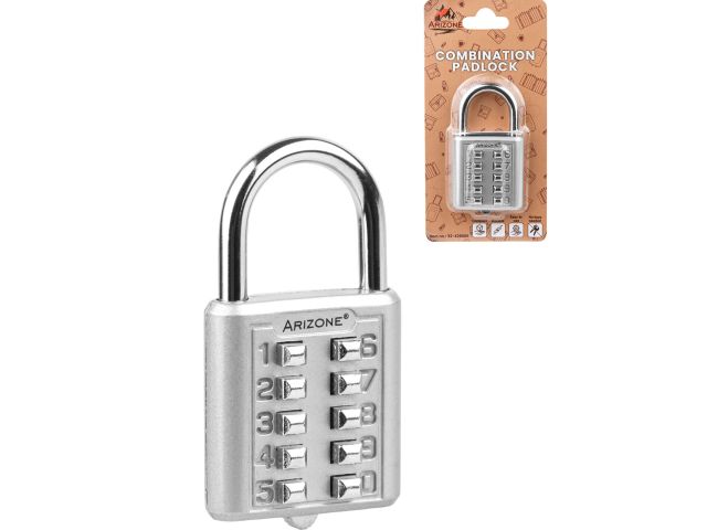 Combination padlock, silver, ARIZONE