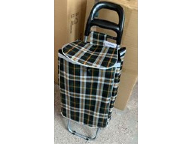 Shopping trolley bag on wheels 30 kg, green, checkered, PERFECTO LINEA