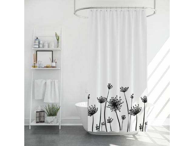 Shower curtain (12 rings included), 180x180 cm, Harmony, flower shadows, PERFECTO LINEA