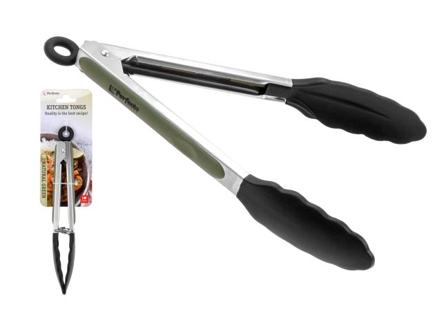 Cooking tongs, silicone, 23 cm, NATURAL GREEN, PERFECTO LINEA