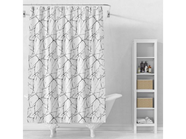 Shower curtain (12 rings included), 180x180 cm, Secret, white marble, PERFECTO LINEA