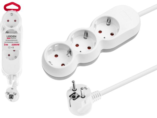 Extension cord, 3 sockets; 3m; with grounding; 3х0,75 LEIDEN ELECTRIC