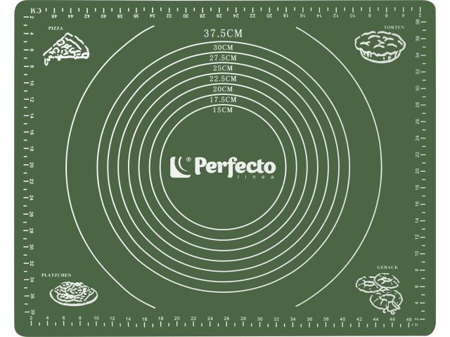 Dough mat with measured divisions, silicone, 50x40 cm, NATURAL GREEN, PERFECTO LINEA