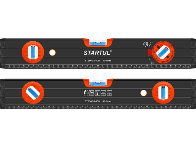 Image 1 Spirit level 400mm 3 vials: 90° 180° 45° with magnets STARTUL PROFI