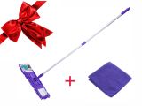 Chenille Flat mop, lilac + Microfiber glass cloth, 30x30 cm, PERFECTO LINEA
