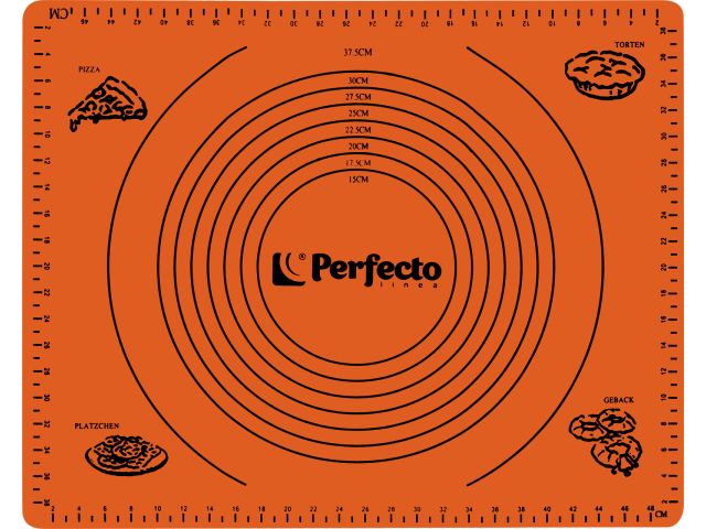Dough mat with measured divisions, silicone, 50x40 cm, ORANGE, PERFECTO LINEA