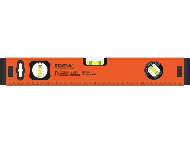Spirit level 400mm3 vials: 90° 180° 45° with magnets STARTUL STANDART