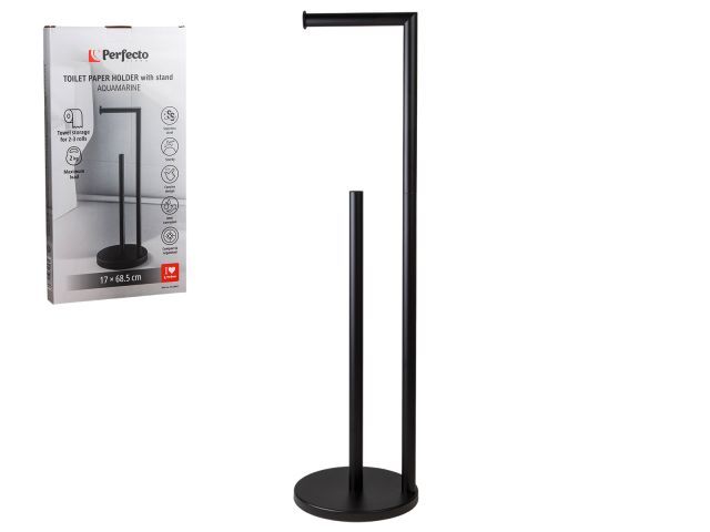 Toilet Paper Holder with stand, AQUAMARINE, stainless steel/black, PERFECTO LINEA