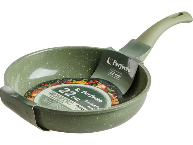 Frying pan 22х5.3 cm, aluminum, non-stick coating, Cook&amp;Fun series, natural green, PERFECTO LINEA