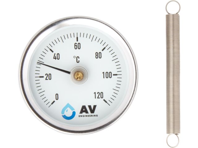 Thermometer bimetallic surface-mounted (with spring), AV Engineering