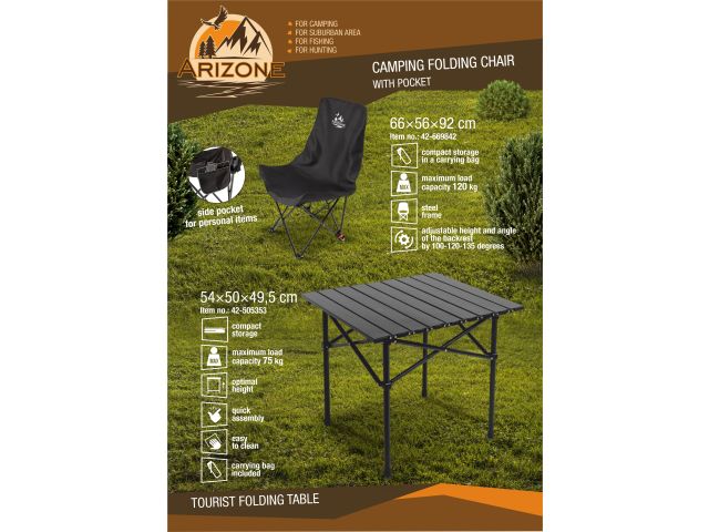 Image 6 Folding chair (camping) with pocket + cover, black, ARIZONE