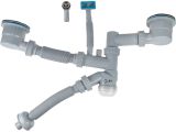 Watch image 1 Kitchen siphon with double overflow and dual 3 1/2" outlets, 1 1/2" - 32/40/50mm flexible pipe, AV Engineering