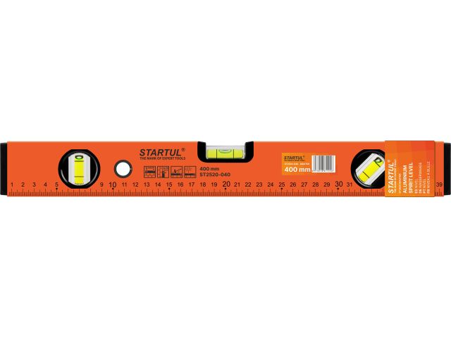 Spirit level 400mm 3 vials: 90° 180° 45°  STARTUL MASTER