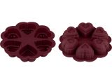Baking mold, silicone, round for 6 hearts, 25 x 4.5 cm, BURGUNDY, PERFECTO LINEA