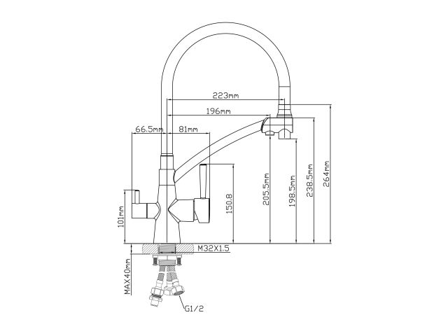 Image 9 Kitchen faucet brass D35, series LUX gold AV Engineering