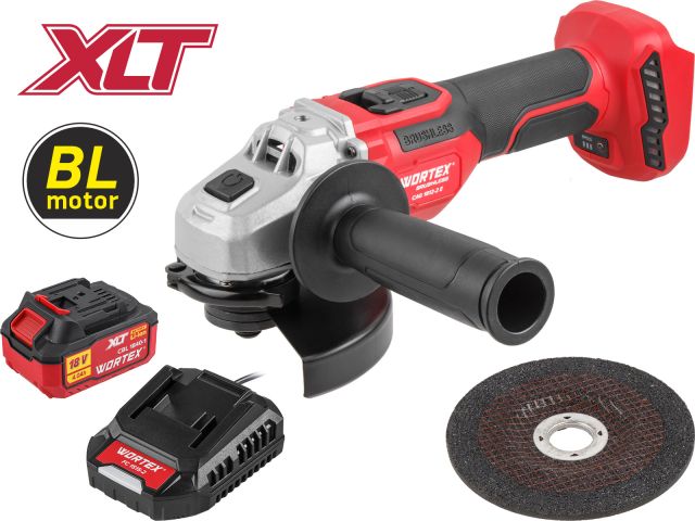 Cordless angle grinder WORTEX CAG 1812-2 E XLT SET