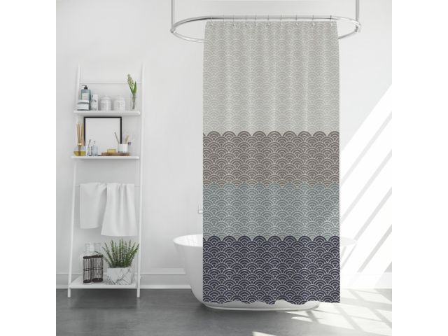 Shower curtain (12 rings included), 180x180 cm, Harmony, waves, PERFECTO LINEA