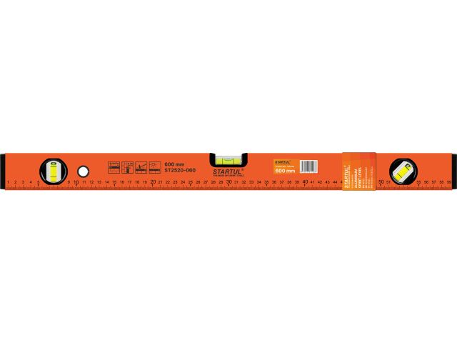 Spirit level 600mm 3 vials: 90° 180° 45°  STARTUL MASTER
