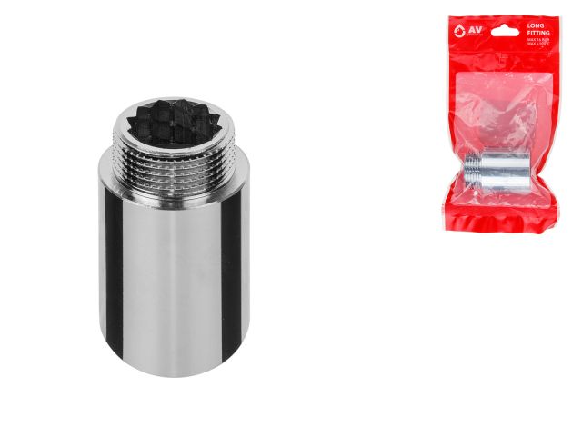 Long fitting 1" f.-m. x 50 mm reinforced CHROME, AV Engineering