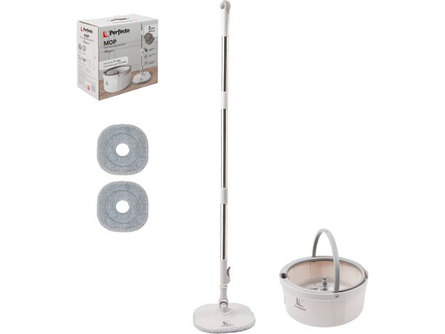 Mop with wringing bucket Mopex, white-gray, PERFECTO LINEA