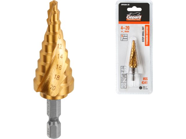 Image 1 Step drill bit HSS 4-20mm 9 steps GEPARD