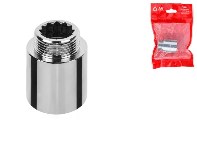 Long fitting 3/4" f.-m. x 30 mm reinforced CHROME, AV Engineering