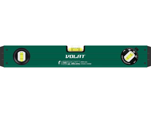 Spirit level 400mm 3 vials: 90° 180° 45° with magnets VOLAT