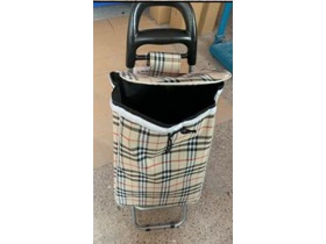 Shopping trolley bag on wheels 30 kg, beige, checkered, PERFECTO LINEA