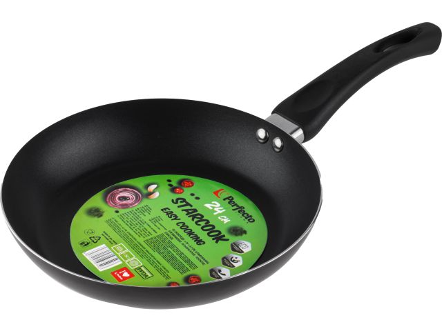 Frying pan, diameter 24x4.3 cm, stamped, aluminium, non-stick cover, STARCOOK series, black, PERFECTO LINEA