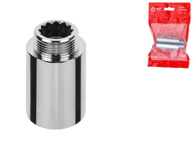 Long fitting 3/4" f.-m. x 50 mm reinforced CHROME, AV Engineering