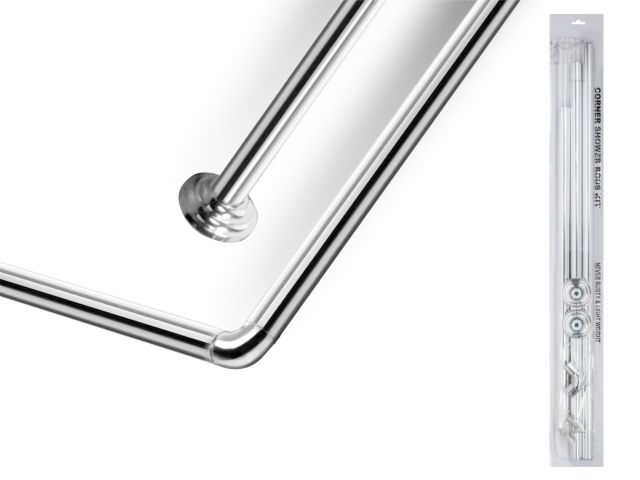 Shower rod, aluminum, L-shaped, 1.7x0.7 m, silver, PERFECTO LINEA