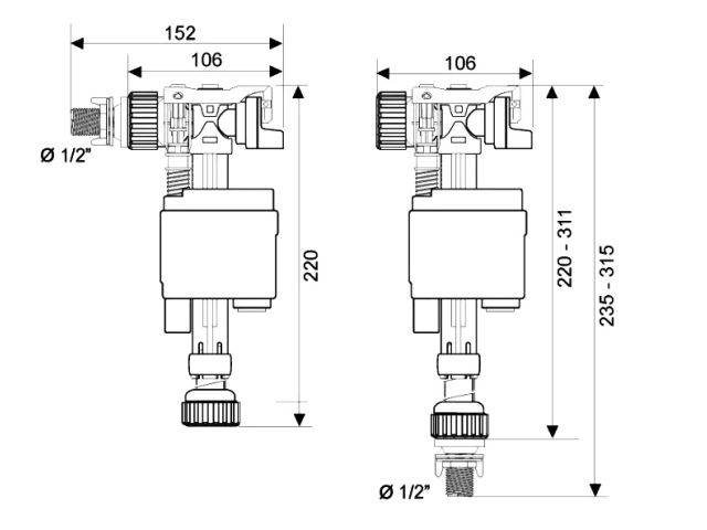 Image 2 Filling valve for toilet with combined connection 1/2", AV Engineering