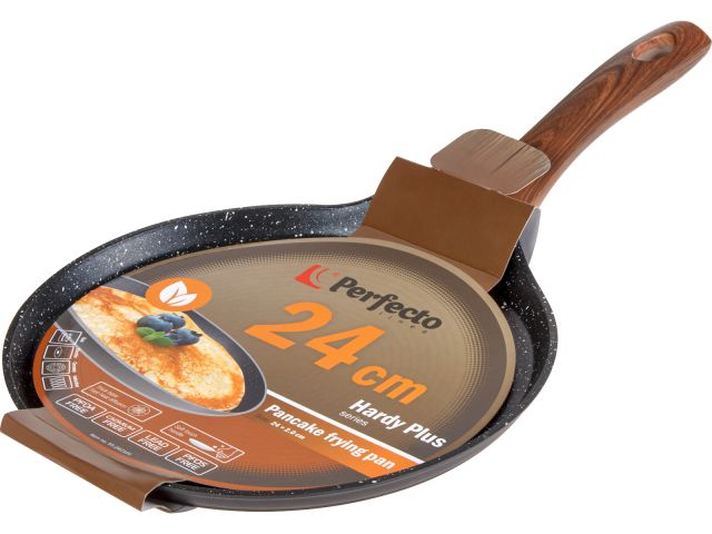 Pancake frying pan 24x2.0 cm, aluminum, non-stick coating, for induction stoves, Hardy Plus series, PERFECTO LINEA
