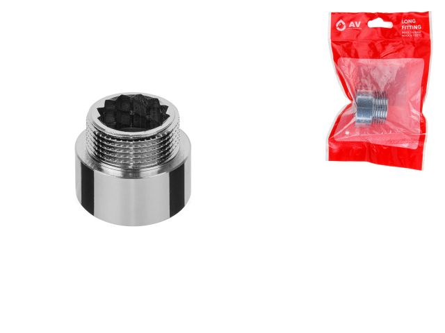 Long fitting 1" f.-m. x 15 mm reinforced CHROME, AV Engineering