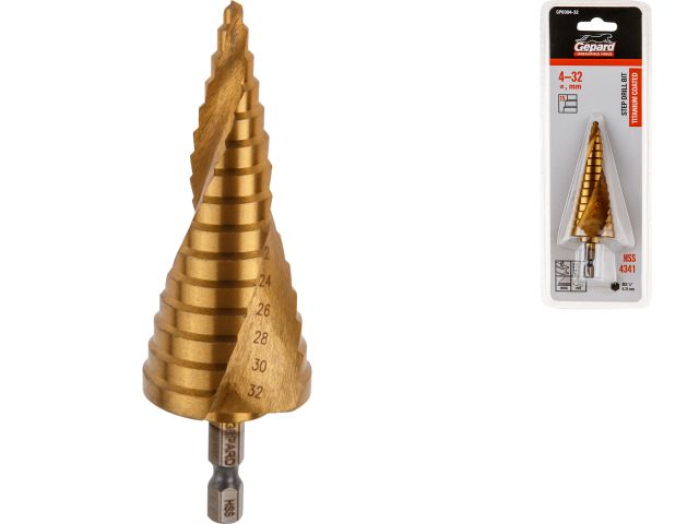 Image 1 Step drill bit HSS 4-32mm 15 steps GEPARD